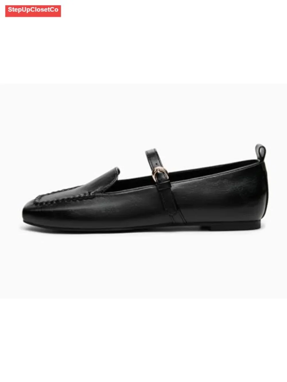 Faux Leather Mary Jane Ballet Flats Square Toe Comfort Office Shoes